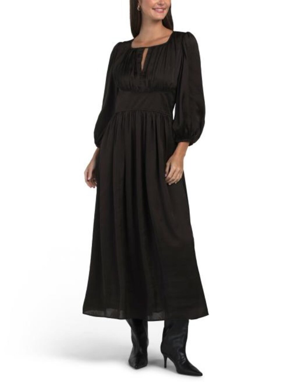 MAX STUDIO LONDON Balloon Sleeve Keyhole Maxi Dress